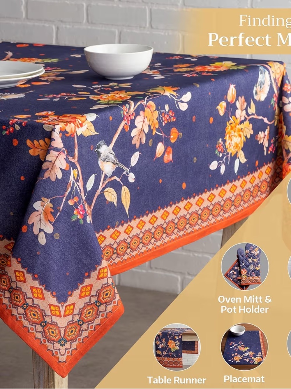 Maison D' Hermine Table Cloth Square Table 100% Cotton 54 X 54 Kelim - Infinity) - Picture 7 of 11